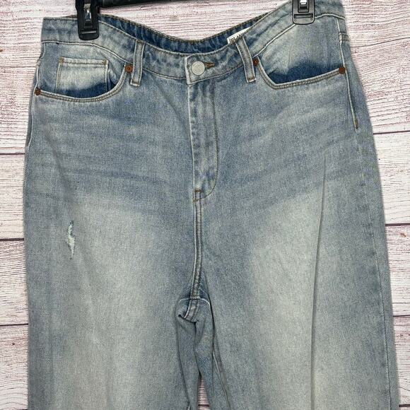 Blank NYC The Madison Crop Raw Hem Light Blue Denim Distressed Jeans Size 31 - Picture 11 of 11
